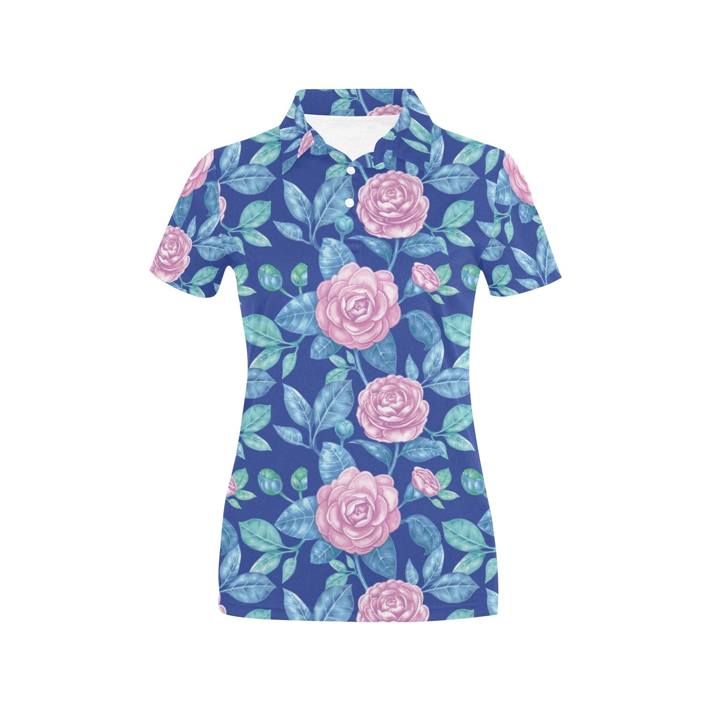Camellia Pattern Print Design CM05 Women's Polo Shirt