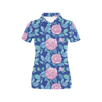 Camellia Pattern Print Design CM05 Women's Polo Shirt