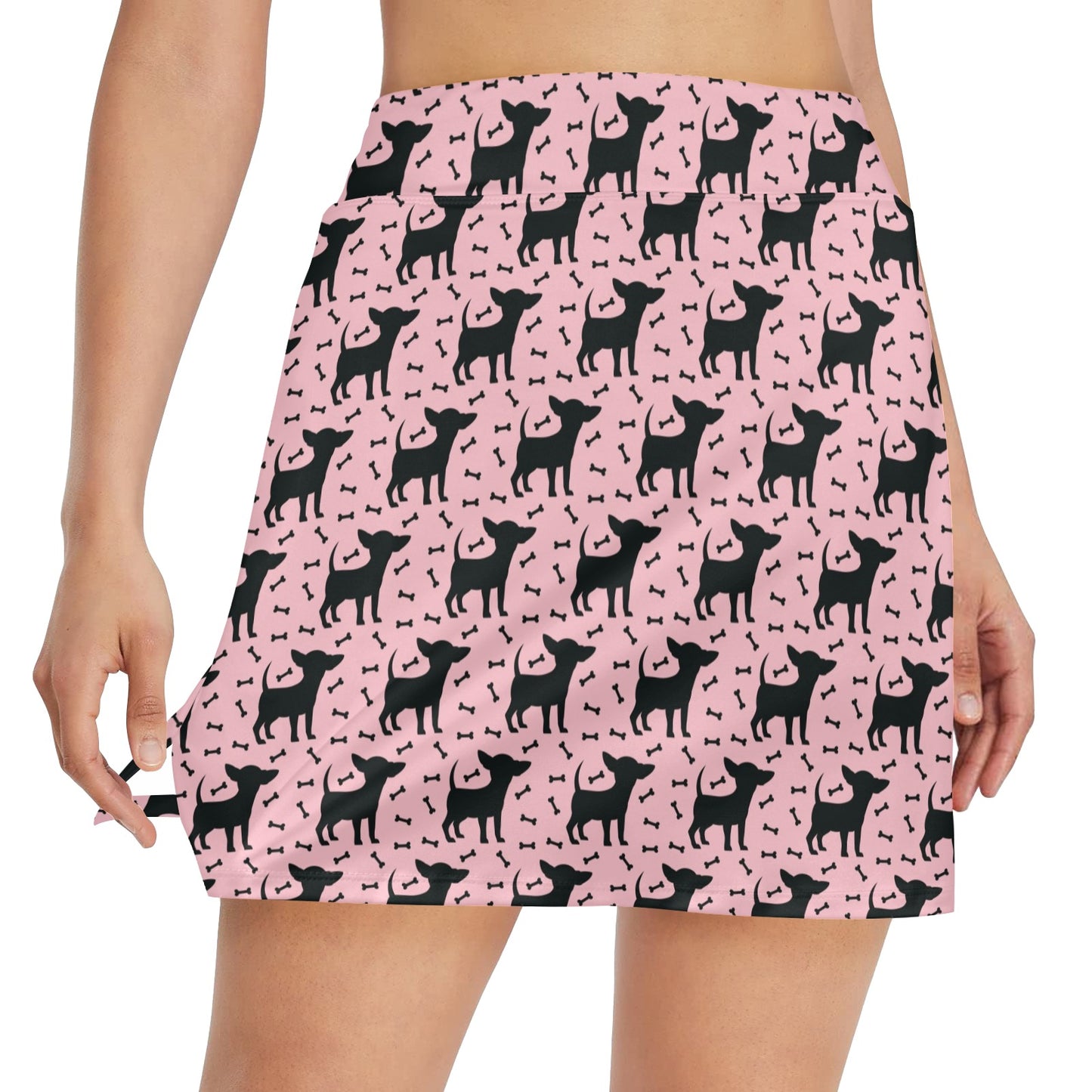 Chihuahua Pink Print Pattern 17" Golf & Pickleball Skort with Pockets