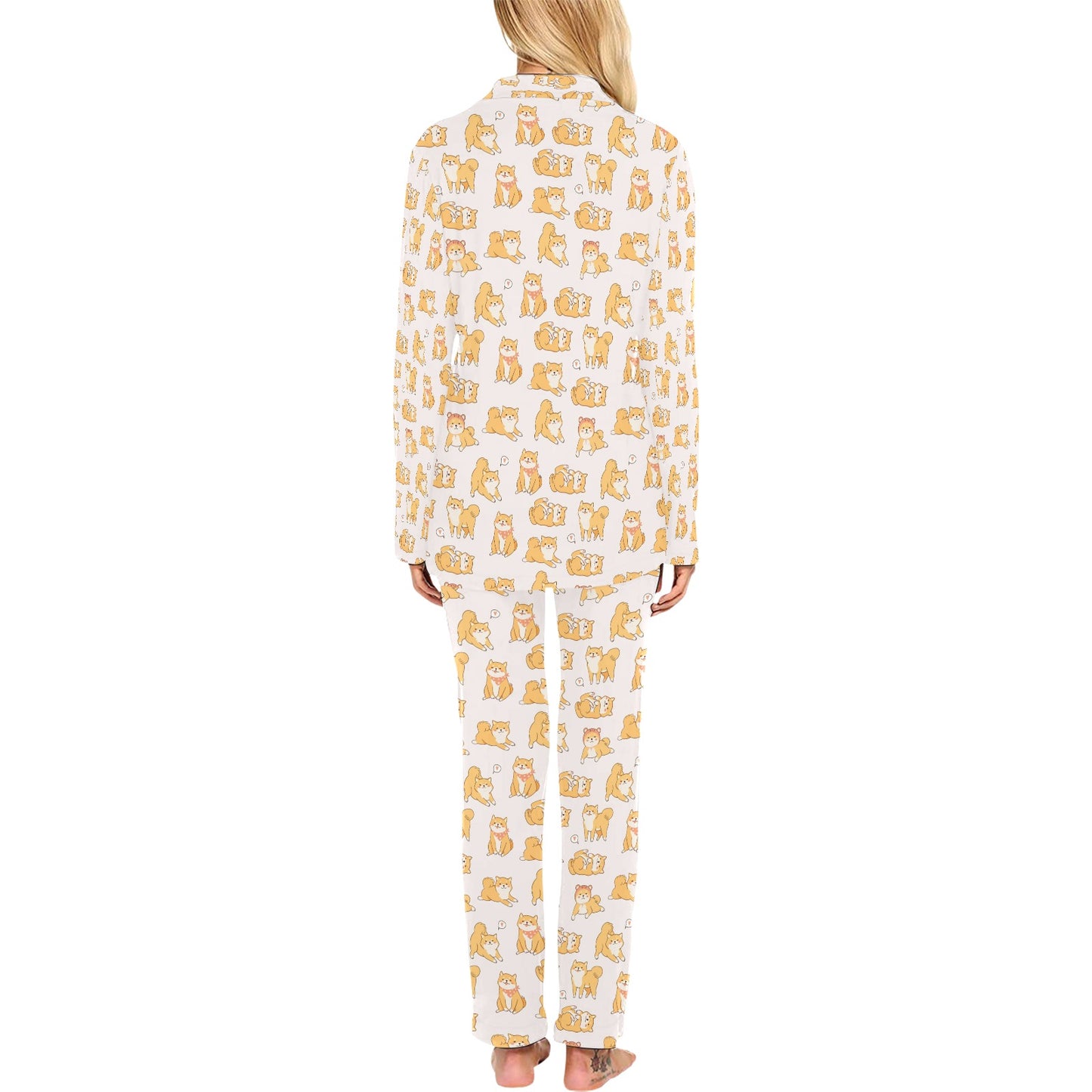 Shiba Inu Print Design LKS308 Women's Long Pajama Set
