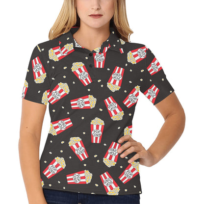 Popcorn Pattern Print Design A01 Women's Polo Shirt