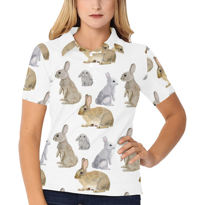 Rabbit Pattern Print Design 02 Women's Polo Shirt