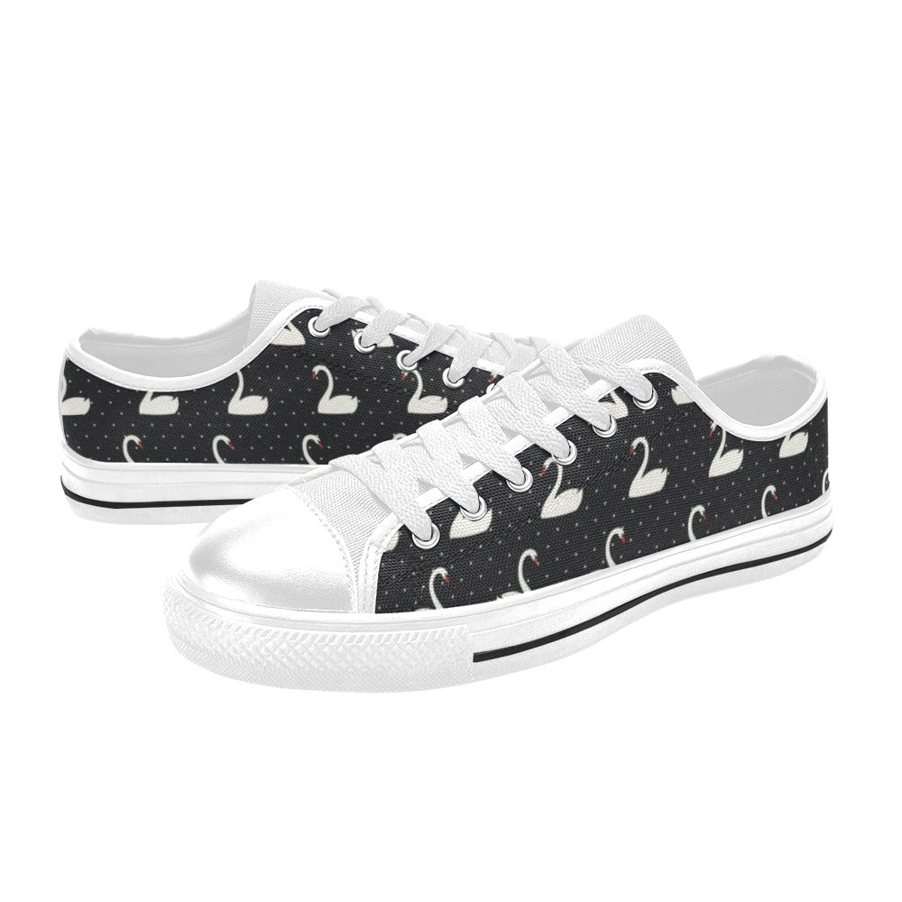 Swan Print Design LKS401 Women's White Low Top Shoes