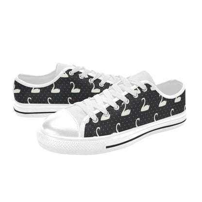 Swan Print Design LKS401 Women's White Low Top Shoes