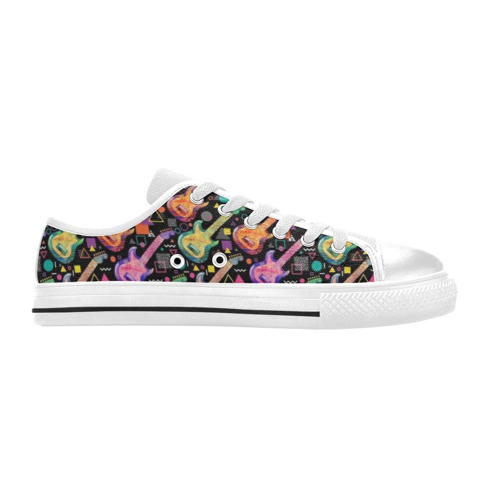 Electric Guitar Print Design LKS403 Women's White Low Top Shoes