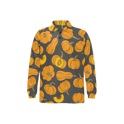 Pumpkin Pattern Print Design A03 Long Sleeve Polo Shirt For Men's