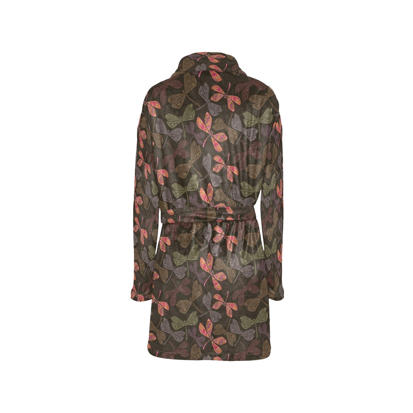 Dragonfly Pattern Print Design 02 Women's Fleece Robe
