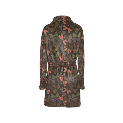 Dragonfly Pattern Print Design 02 Women's Fleece Robe