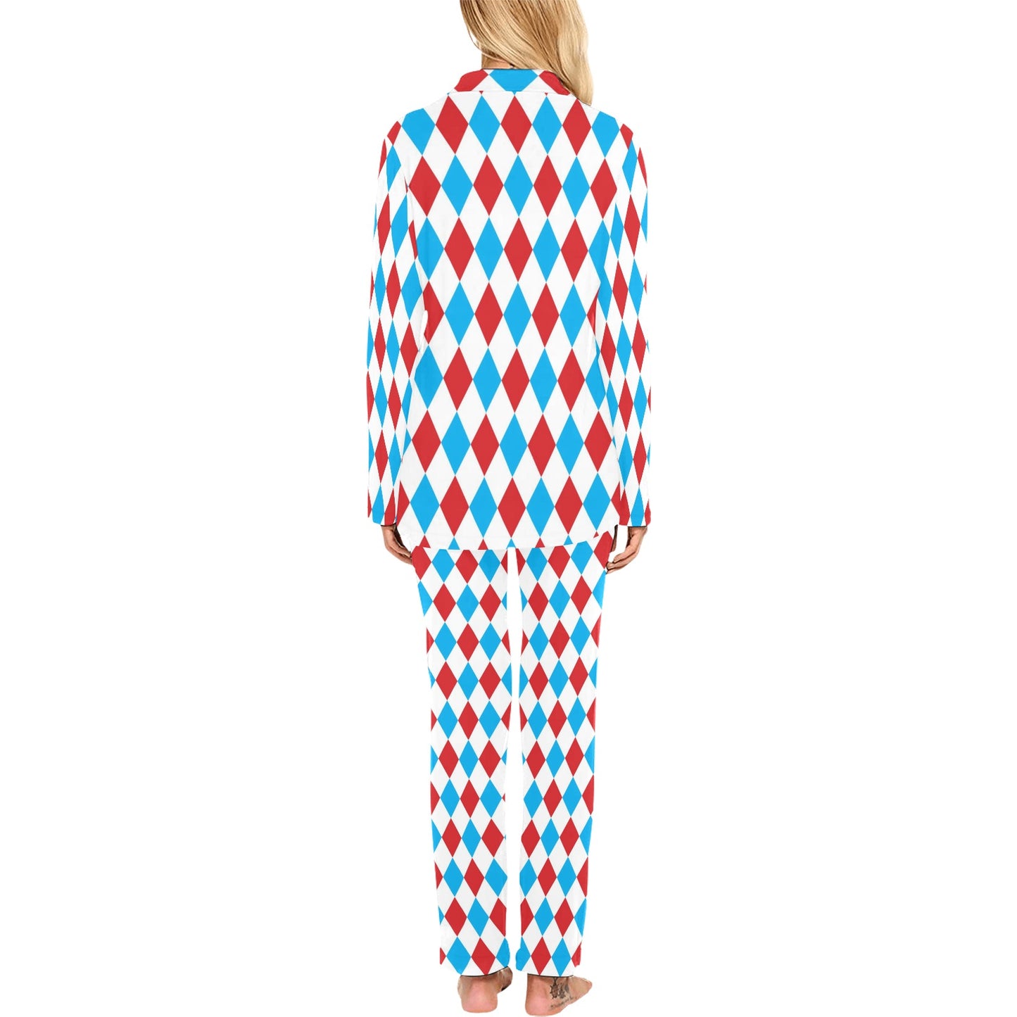 Harlequin Print Design LKS402 Women's Long Pajama Set