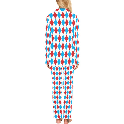 Harlequin Print Design LKS402 Women's Long Pajama Set