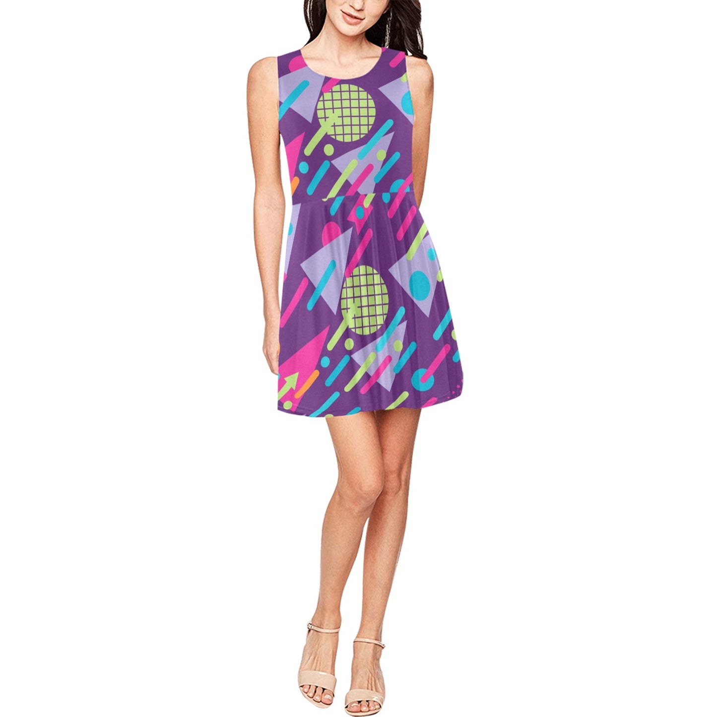 90s Pattern Print Design 4 Sleeveless Dress