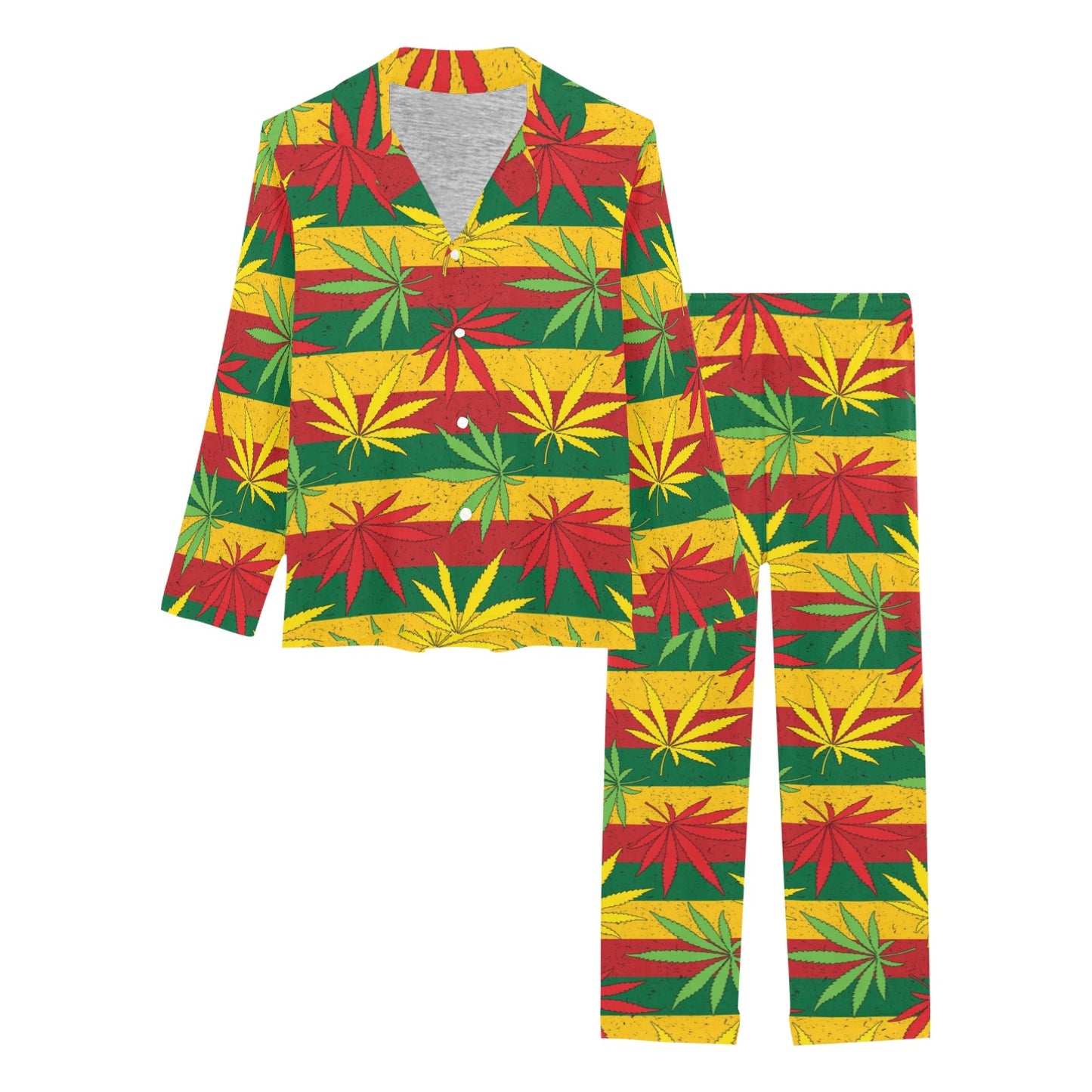 Rasta Pattern Print Design A03 Women's Long Pajama Set
