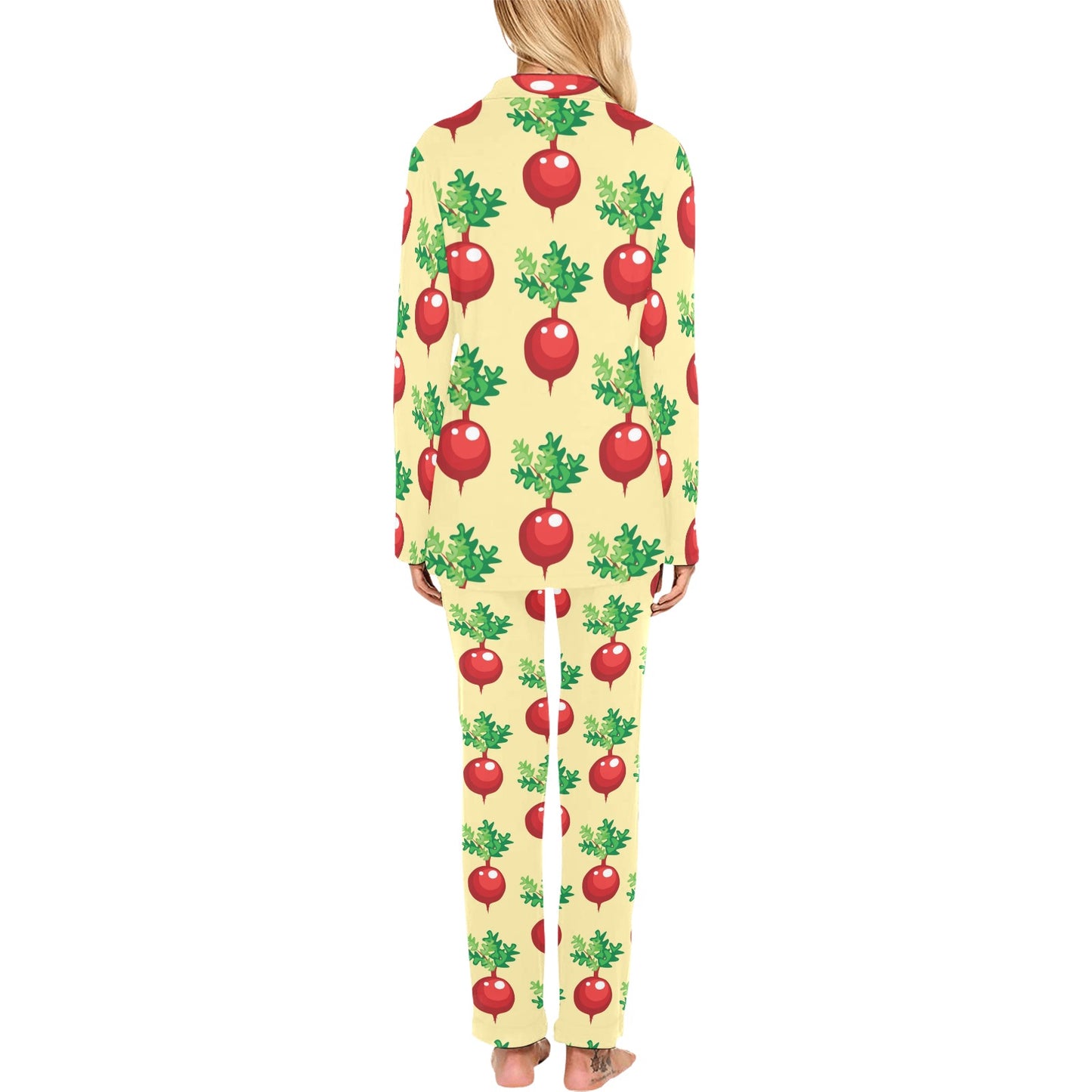 Radish Pattern Print Design A02 Women's Long Pajama Set