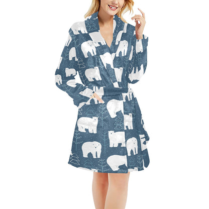 Polar Bear Pattern Print Design A01 Women's Fleece Robe