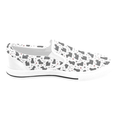Scottish Terriers Print Design LKS3015 White Slip Ons Canvas Women's Shoes
