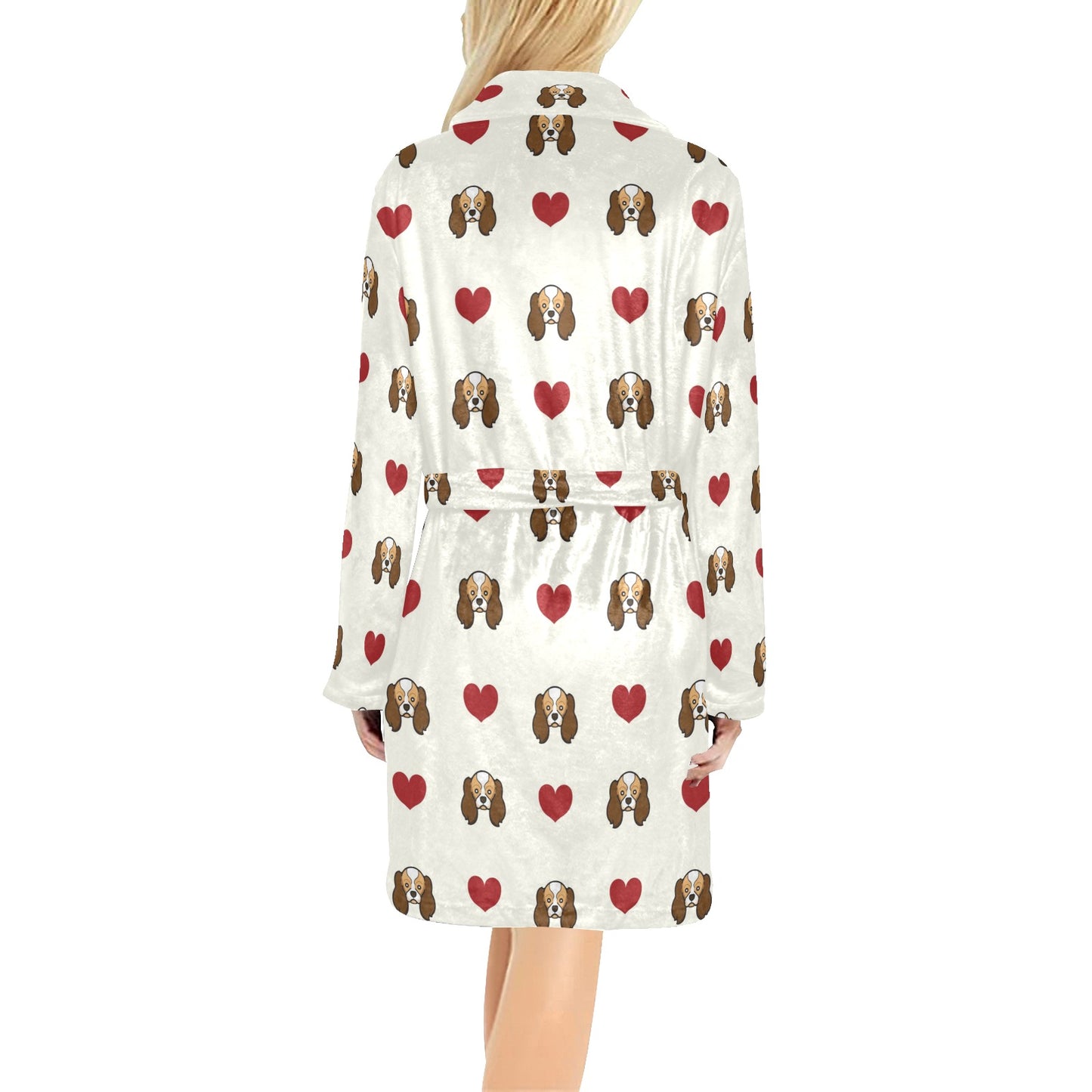 Cavalier King Charles Spaniels Pattern Print Design 01 Women's Fleece Robe