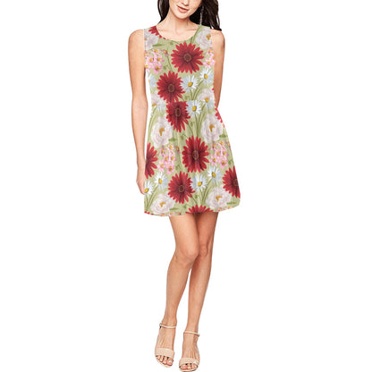 Gerberas Pattern Print Design GB07 Sleeveless Dress