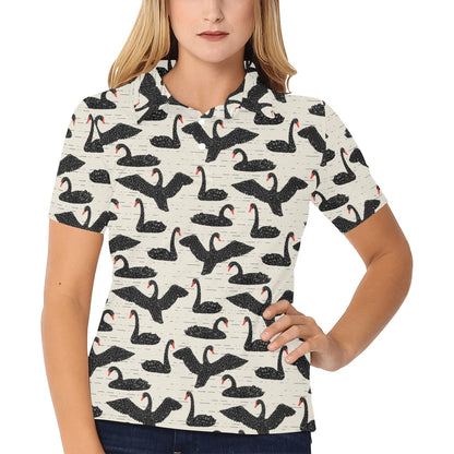Swan Print Design LKS402 Women's Polo Shirt