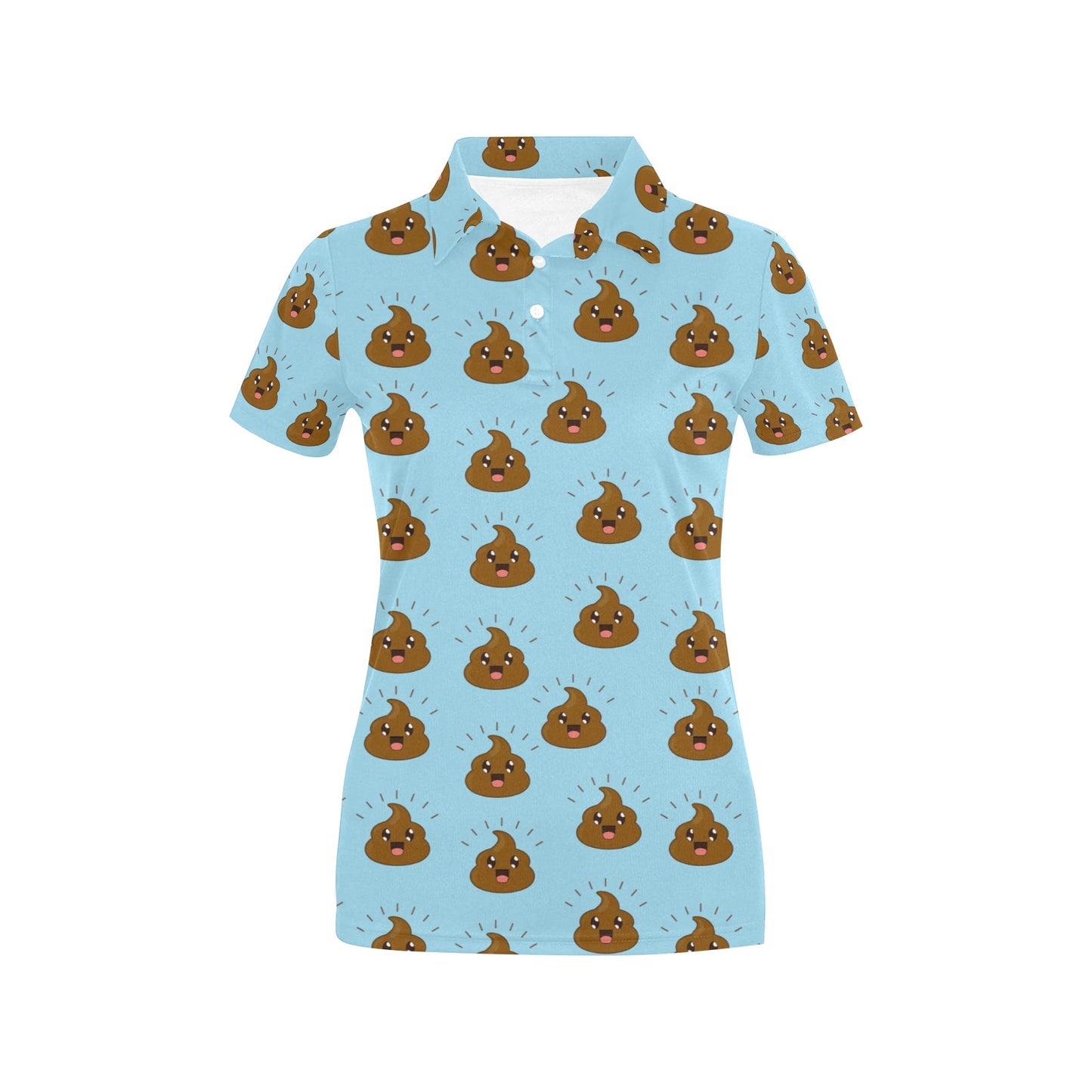 Poop Emoji Pattern Print Design A03 Women's Polo Shirt
