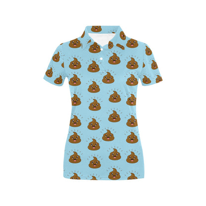 Poop Emoji Pattern Print Design A03 Women's Polo Shirt