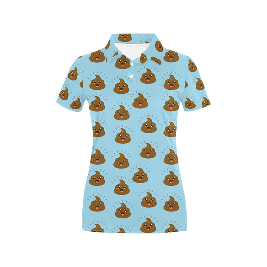 Poop Emoji Pattern Print Design A03 Women's Polo Shirt