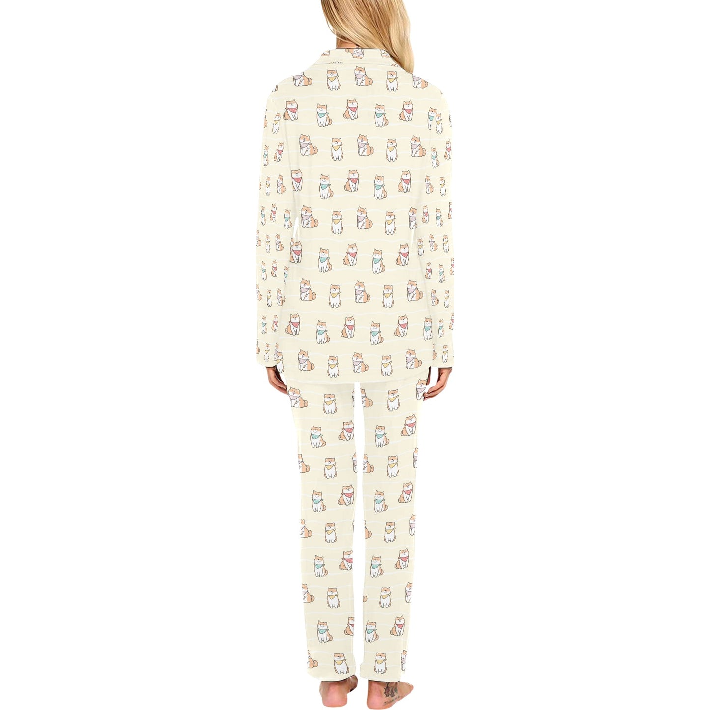 Shiba Inu Print Design LKS306 Women's Long Pajama Set
