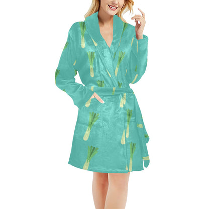 Leek Pattern Print Design 01 Women's Fleece Robe