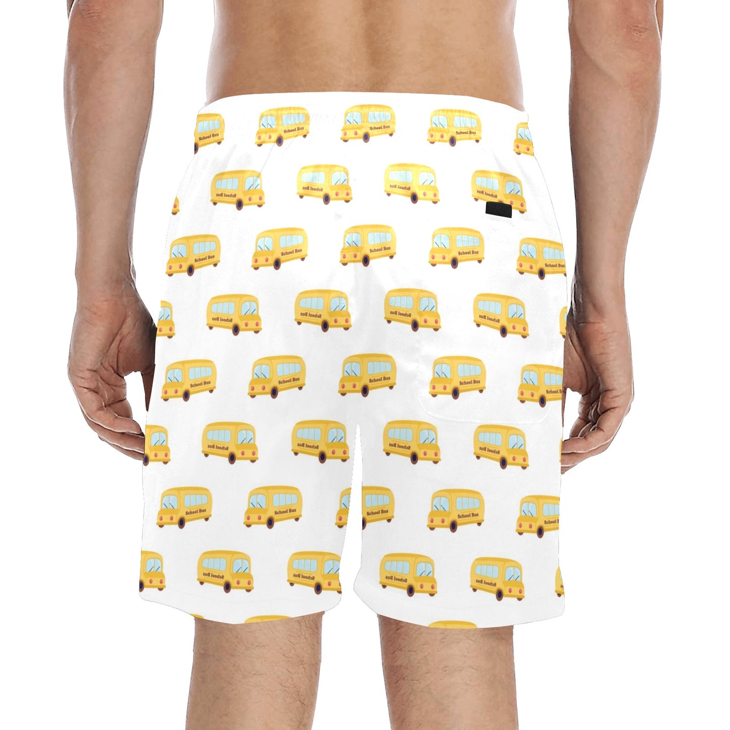 School Bus Print Design LKS306 Men's Swim Trunks Beach Shorts