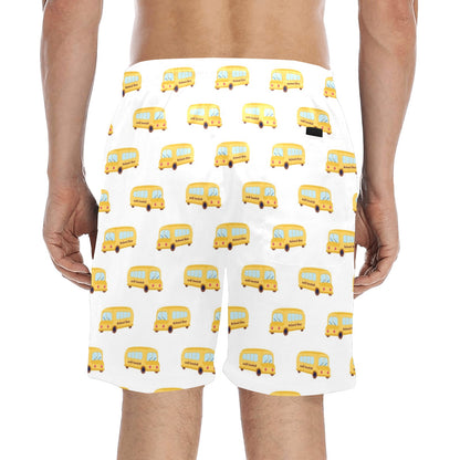 School Bus Print Design LKS306 Men's Swim Trunks Beach Shorts