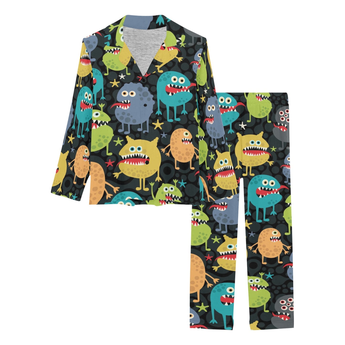 Monster Pattern Print Design 01 Women's Long Pajama Set