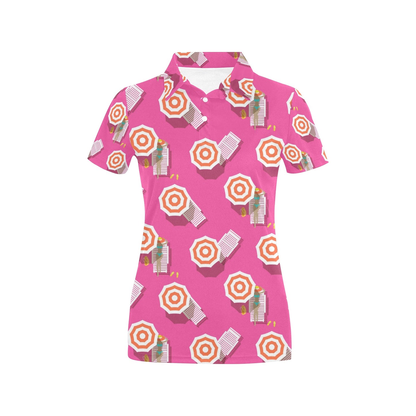 Beach Top View Umbrella Theme Women's Polo Shirt