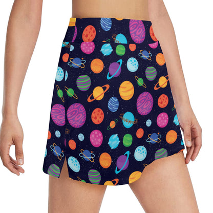 Planet Multicolor Print Design LKS302 17" Golf & Pickleball Skort with Pockets