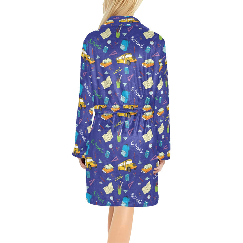 School Bus Print Design LKS307 Women's Fleece Robe