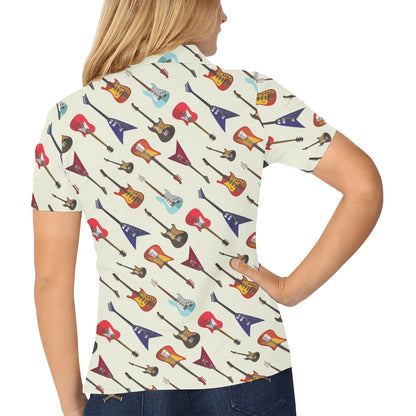 Electric Guitar Print Design LKS404 Women's Polo Shirt