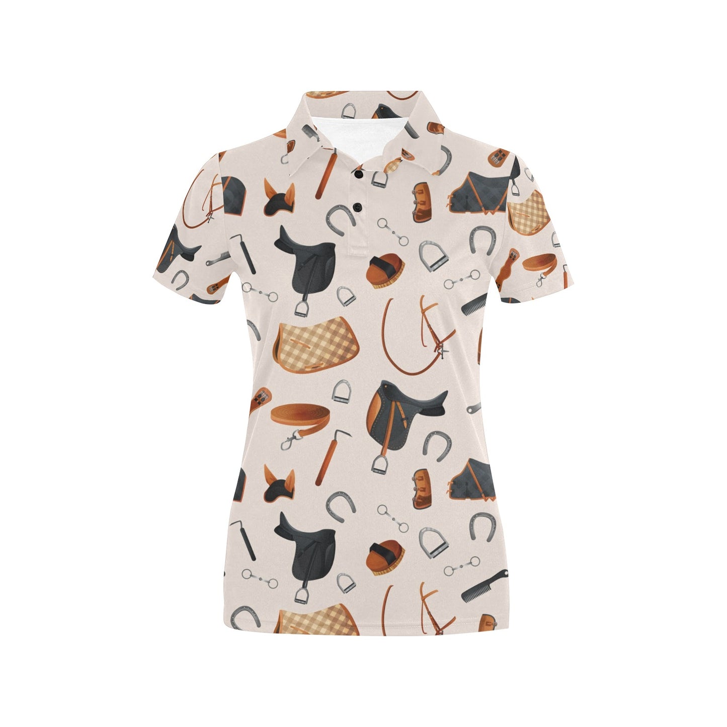 Equestrian Equipment Print Pattern Women's Polo Shirt