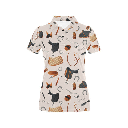 Equestrian Equipment Print Pattern Women's Polo Shirt