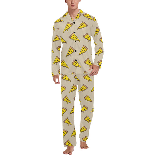 Pizza Pattern Print Design A04 Men's Long Pajama Set