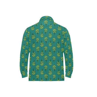Artichoke Pattern Print Design 04 Long Sleeve Polo Shirt For Men's