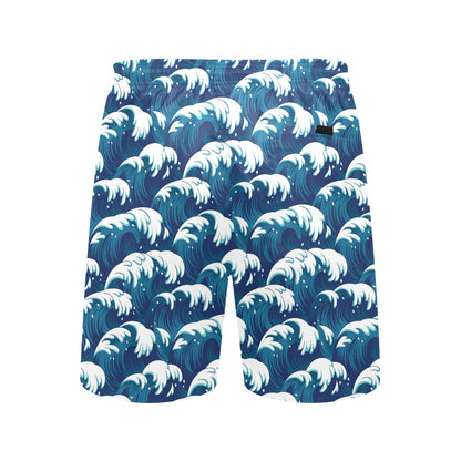 Ocean Wave Pattern Print Men's Swim Trunks Beach Shorts