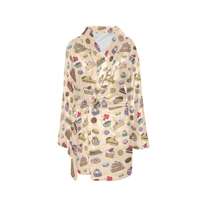 Cake Pattern Print Design 03 Women's Fleece Robe