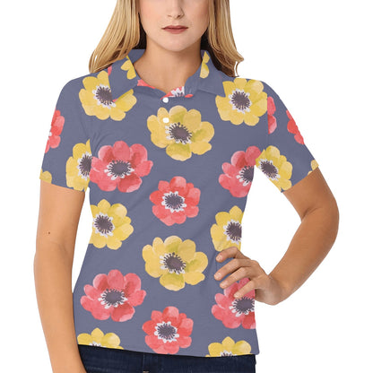 Anemone Pattern Print Design AM010 Women's Polo Shirt