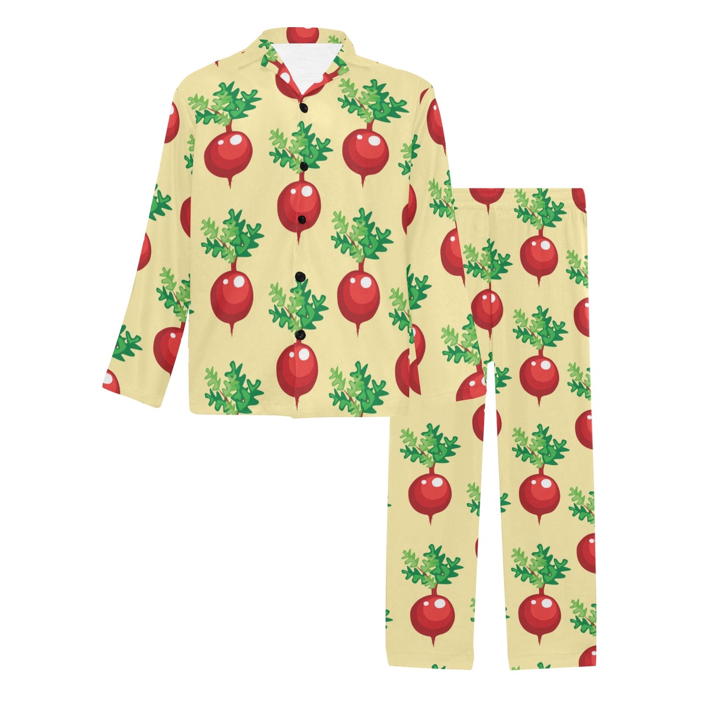 Radish Pattern Print Design A02 Men's Long Pajama Set