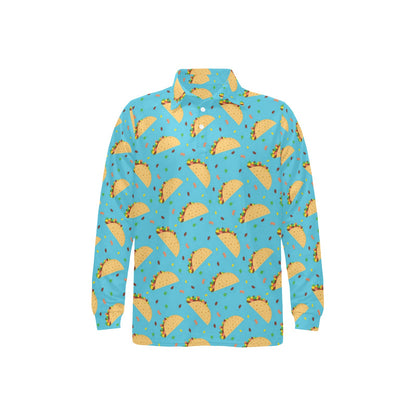 Taco Print Design LKS303 Long Sleeve Polo Shirt For Men's
