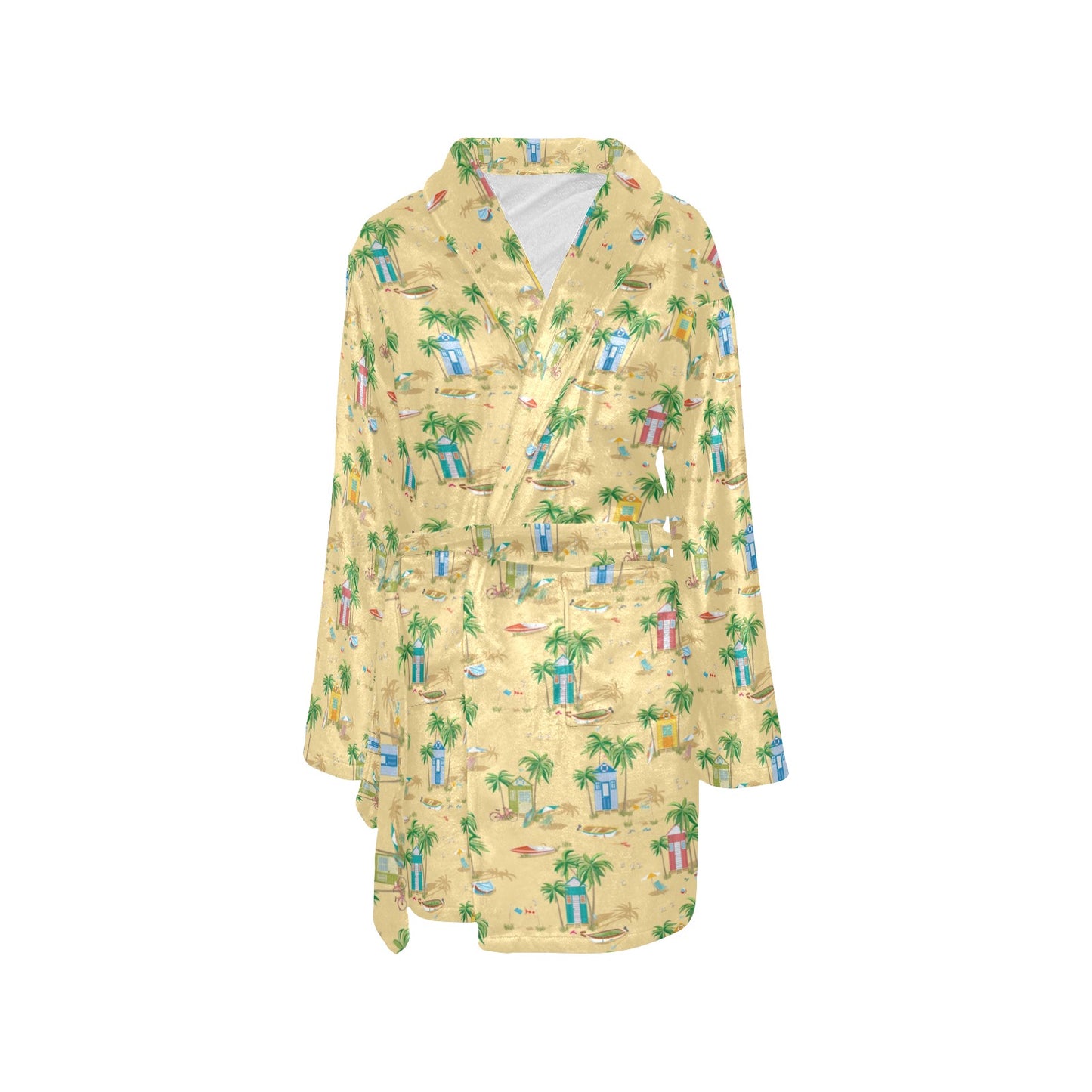 Beach Themed Pattern Print Design 01 Women's Fleece Robe