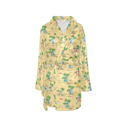 Beach Themed Pattern Print Design 01 Women's Fleece Robe