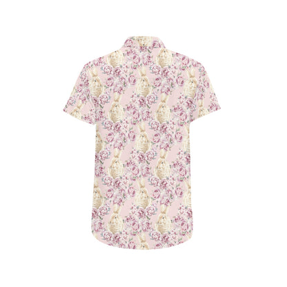 Rabbit Print Design LKS403 Men Short Sleeve Button Up Shirt