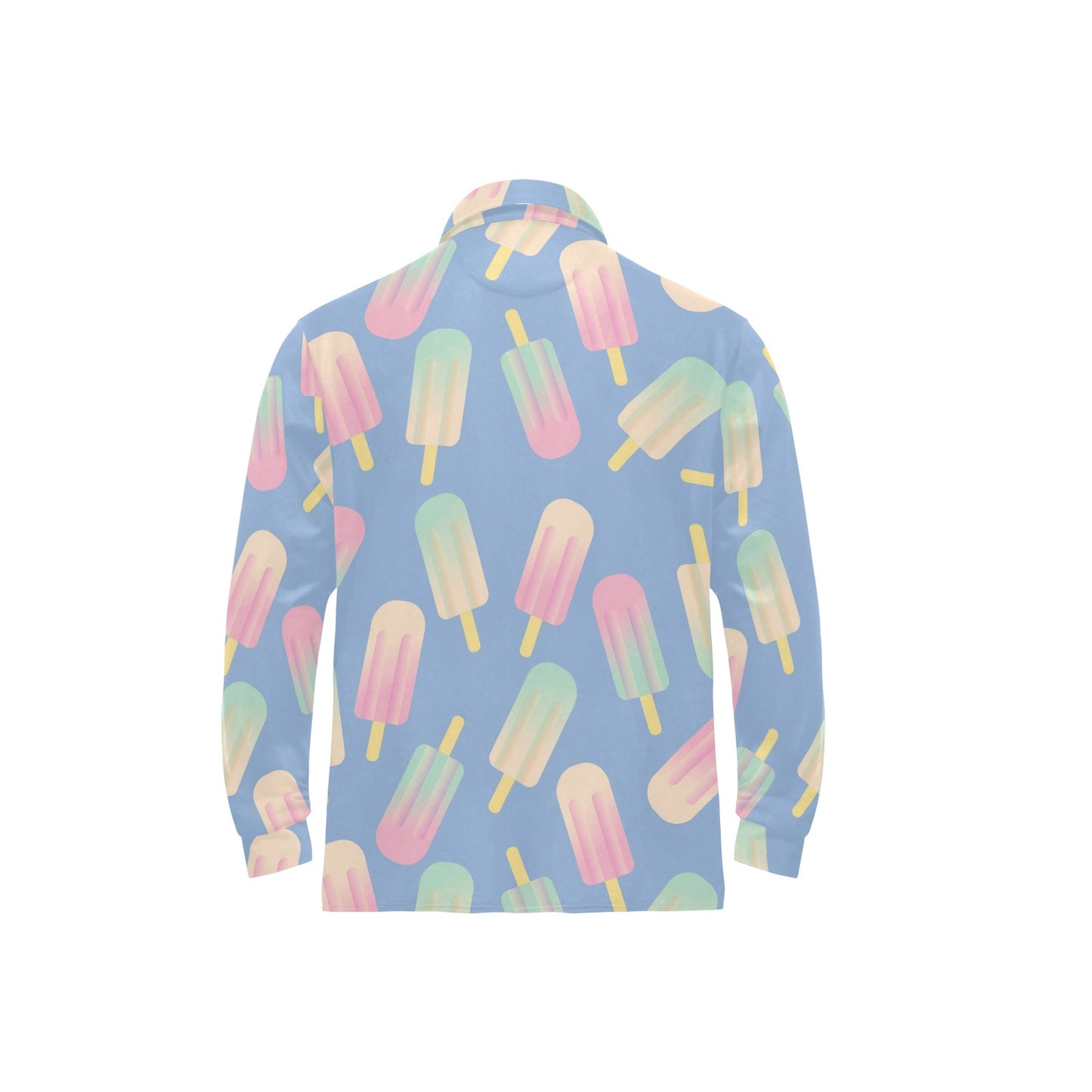 Ice Cream Pattern Print Design 05 Long Sleeve Polo Shirt For Men's