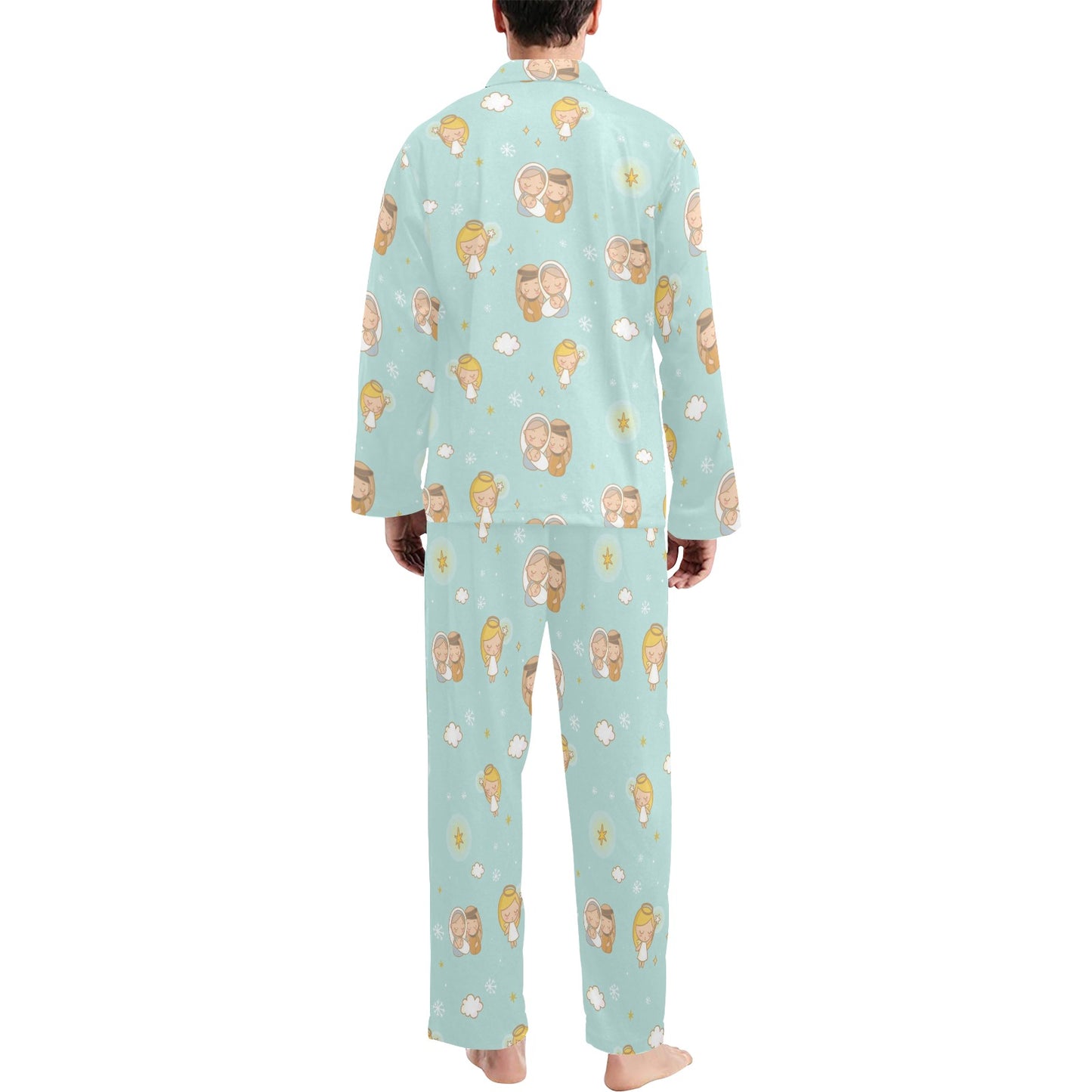 Christian Pattern Print Design 01 Men's Long Pajama Set