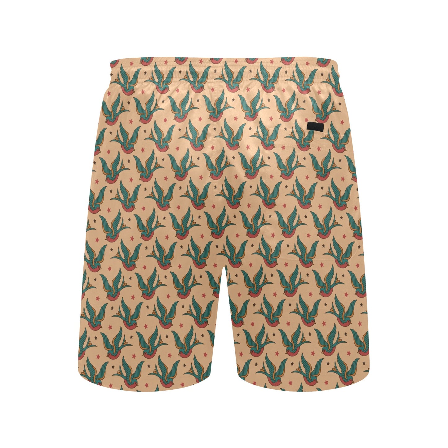 Old School Tattoo Swallow Design Men's Swim Trunks Beach Shorts