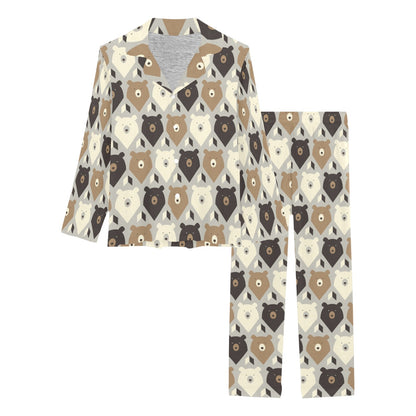 Bear Pattern Print Design 04 Women's Long Pajama Set